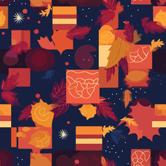 Nebular Autumnal Wonders - Abstract Autumn Nebula Seamless Pattern
