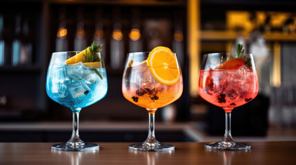 Alcoholic cocktail set. Illustration AI Generative