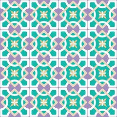 Abstract Geometric Italian Tile Style Vector Seamless Pattern Trendy Fashion Colors Perfect for Allover Fabric Print or Wrapping Wall Paper