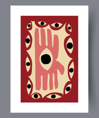 Abstract eyes esoteric vision wall art print. Contemporary decorative background with vision. Wall artwork for interior design. Printable minimal abstract eyes poster.