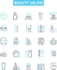 Fototapeta na wymiar Beauty salon vector line icons set. Hair, nails, spa, styling, makeup, waxing, facial illustration outline concept symbols and signs