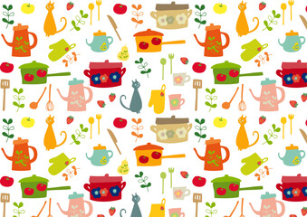 北欧風　キッチン＆猫パターン Scandinavian Style Series:Scandinavian style kitchen and cat pattern © kanichi