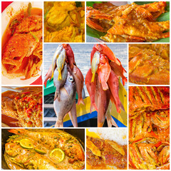 collage de caris de poissons rouges, gastronomie réunionnaise 