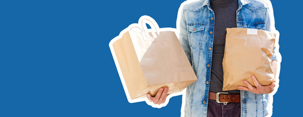 half of a headless man in the background