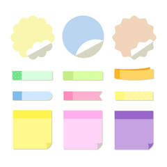 Different shape of post-it with pastel colors.
