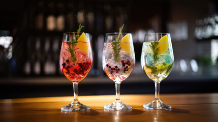 Alcoholic cocktail set. Illustration AI Generative