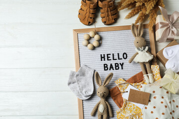 Composition for waiting a baby concept, space for text