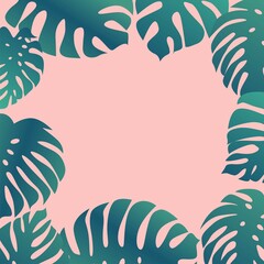 frame with leaves and flowers