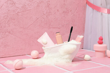 Concept of cosmetic and beauty care accessories