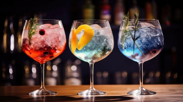 Alcoholic cocktail set. Illustration AI Generative