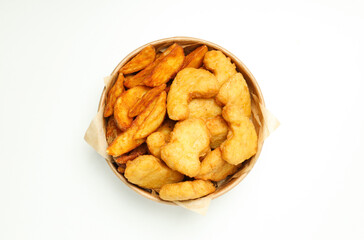 Concept of tasty fast food, nuggets, top view