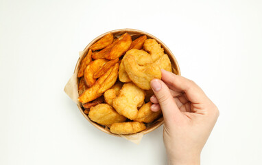 Concept of tasty fast food, nuggets, top view