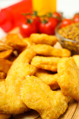 Concept of tasty fast or junk food, nuggets