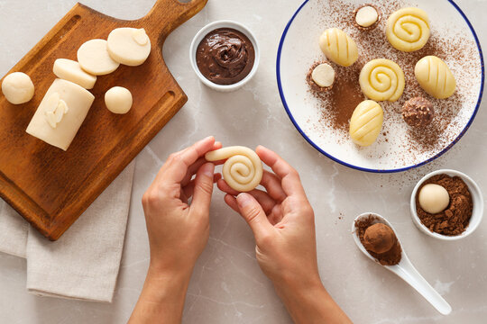 Delicious sweet food - marzipan, composition for sweet food concept