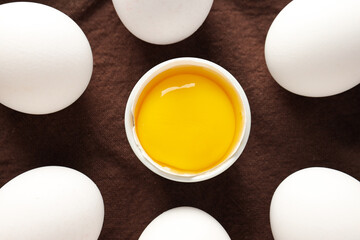 Ingredient for cooking dishes- eggs, top view