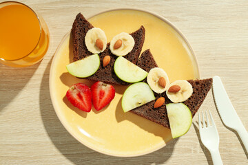 Tasty breakfast or lunch for kid - toast, food that the child can take with him