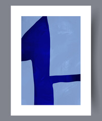 Abstract figure blue postmodernism wall art print. Wall artwork for interior design. Printable minimal abstract figure poster. Contemporary decorative background with postmodernism.