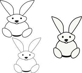 A set of rabbits line art
