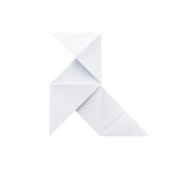 Paper hen origami isolated on a white background