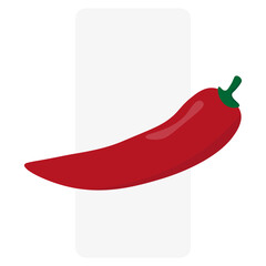 icon with red pepper on white background. Vector illustration.