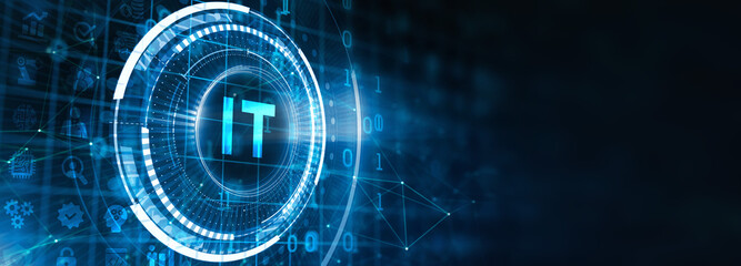 IT consultant presenting tag cloud about information technology. 3d illustration