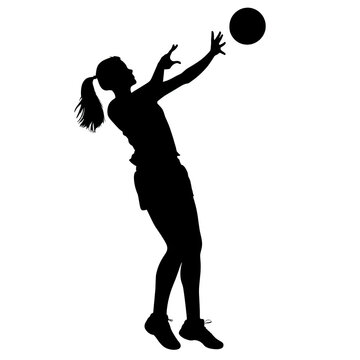 silhouette, volleyball, sport, illustration, vector, woman, player, black, ball, jump, tennis, dance, body, volleyball, competition, sports, athlete, people, silhouettes, run, action, generated, ai