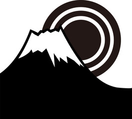 富士山と日の出のシルエットイラスト