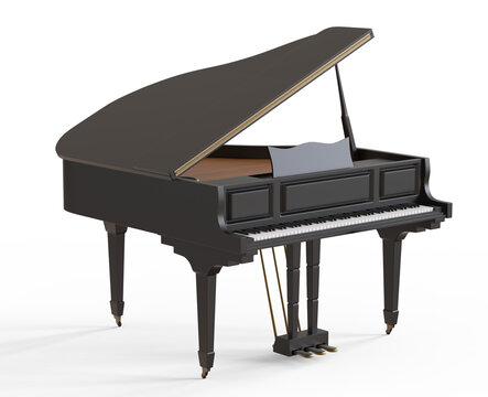 Black grand piano isolated. png transparency