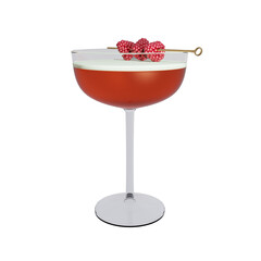 Cocktail clover club with raspberry. 3d rendering