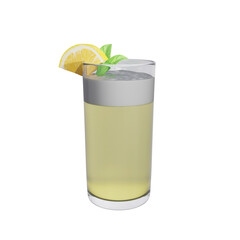 Gin fizz with lime in glass isolated on white background. 3d rendering
