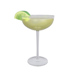 Glass of tasty daiquiri cocktail on white background. 3d rendering