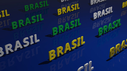 3d representation with the name Brazil in Portuguese