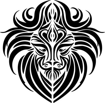 Vector logo lion in black and white hues.