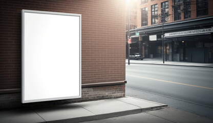 blank billboard clean photography, brick wall