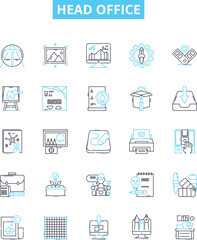 Head office vector line icons set. Headquarters, Main, Central, Base, Office, Centre, Origin illustration outline concept symbols and signs