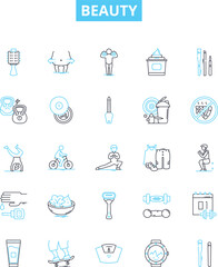Beauty vector line icons set. Attractive, Gorgeous, Lovely, Cute, Elegant, Fair, Stunning illustration outline concept symbols and signs