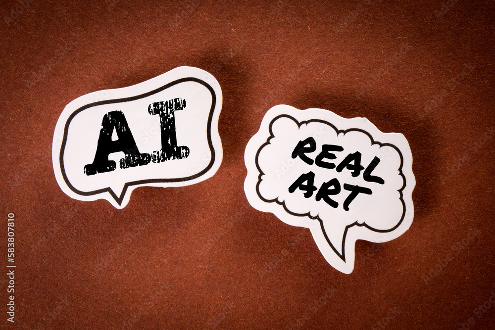 Canvas Prints ai and real art. speech bubbles on a brown background