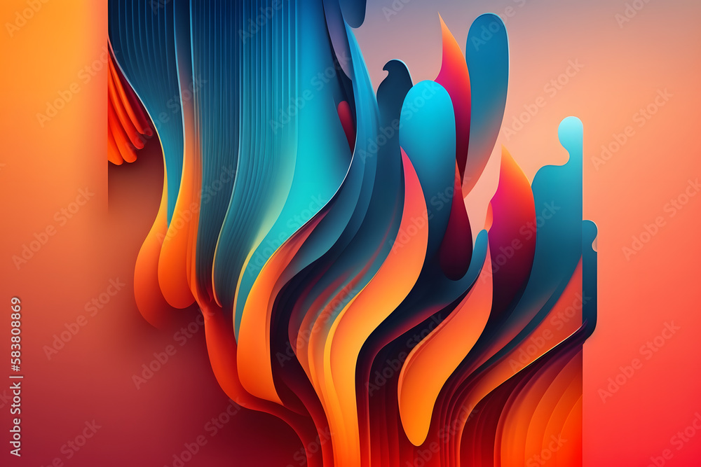 Poster abstract background in red and blue gradients. generative ai
