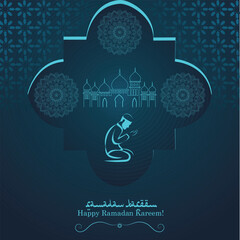 Ramadan Kareem Islamic Greeting Card Background Vector Illustration