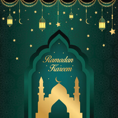 Ramadan Kareem Islamic Greeting Card Background Vector Illustration