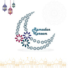 Ramadan Kareem Islamic Greeting Card Background Vector Illustration
