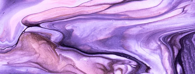 Türaufkleber Abstract fluid art background purple and violet colors. Liquid marble. Acrylic painting with lilac and pink gradient © nikol85
