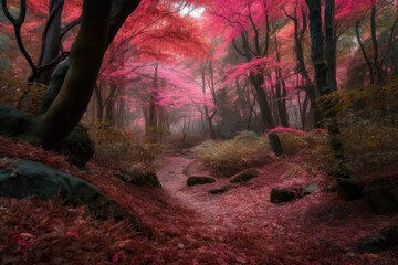 Pink forest, generative ai