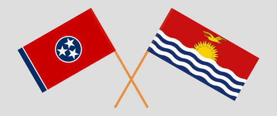 Crossed flags of The State of Tennessee and Kiribati. Official colors. Correct proportion