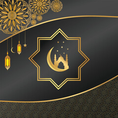 Ramadan Kareem Islamic Greeting Card Background Vector Illustration