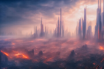 Fantasy futuristic city - AI-Generated fine art