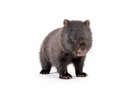 The wombat joey is a herbivorous marsupial that is indigenous to Australia. It has a round body, short legs, and can burrow well. Its teeth are powerful, enabling it to gnaw on tough vegetation.