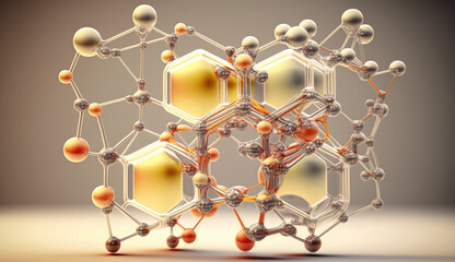 3d illustration of a molecular structure on a smooth background. Generative AI