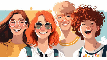 A group of students laughing and enjoying their time together. Generative AI