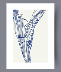 Abstract lines aesthetic composition wall art print. Contemporary decorative background with composition. Wall artwork for interior design. Printable minimal abstract lines poster.